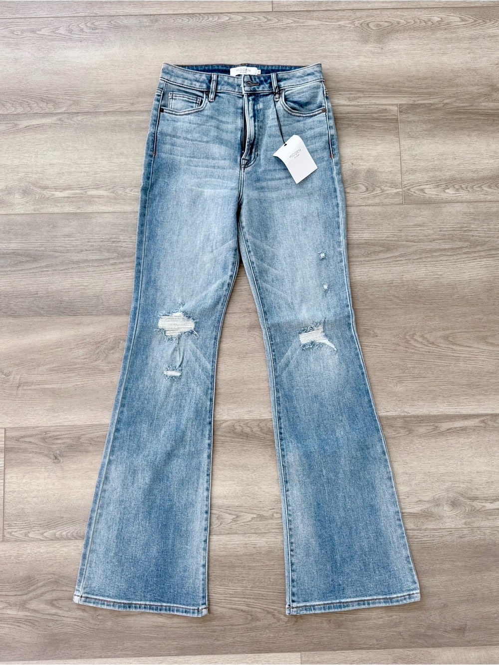 Hidden Happi Women's Light Blue Distressed Flare Jeans - 27 x 34
